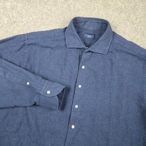 Proper Cloth Button Down Shirt Mens Large Blue Flannel Long Sleeve Preppy Casual